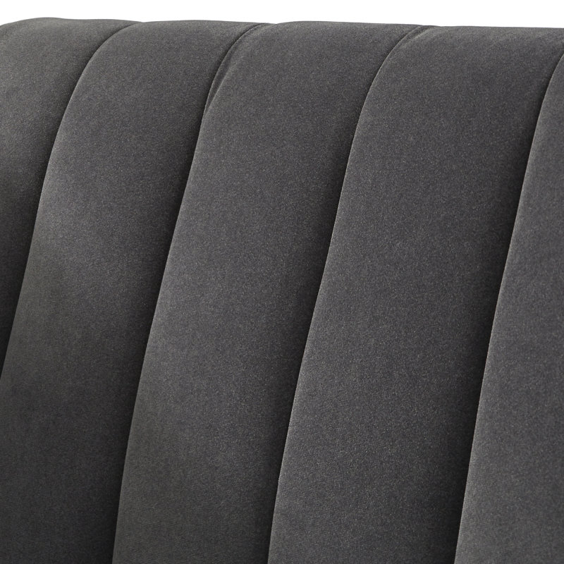Fauteuil en velours 33,5 po Cornia, Velours gris foncé
