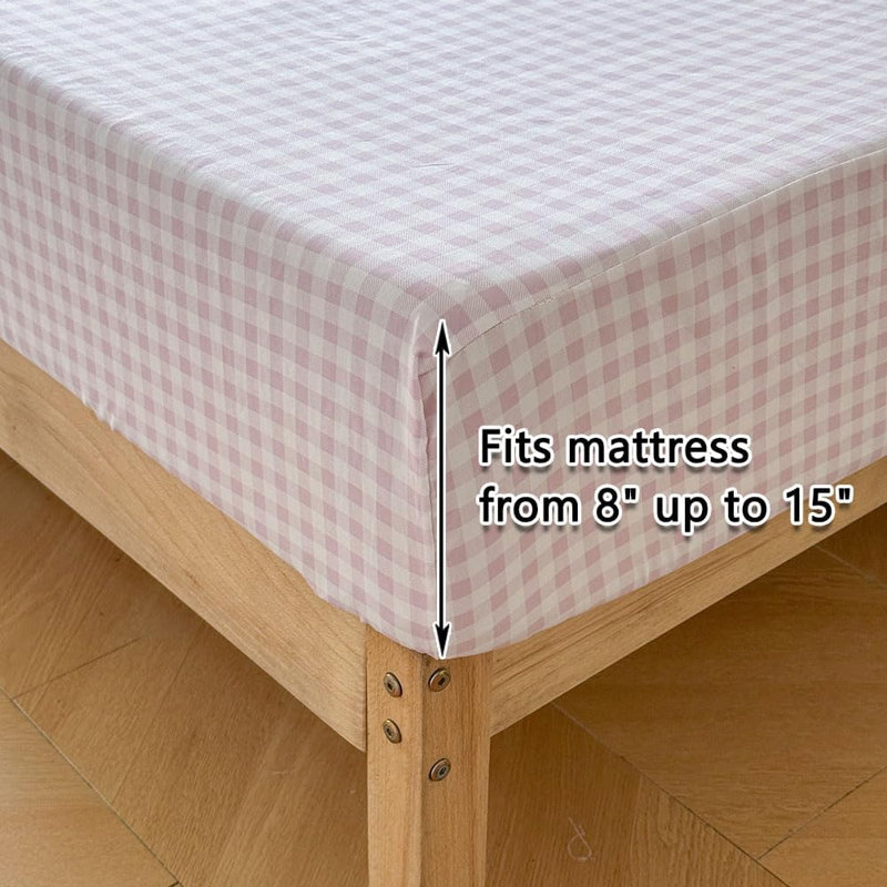 Ensemble de draps Gingham Ruffle, Lit simple, Vichy rose