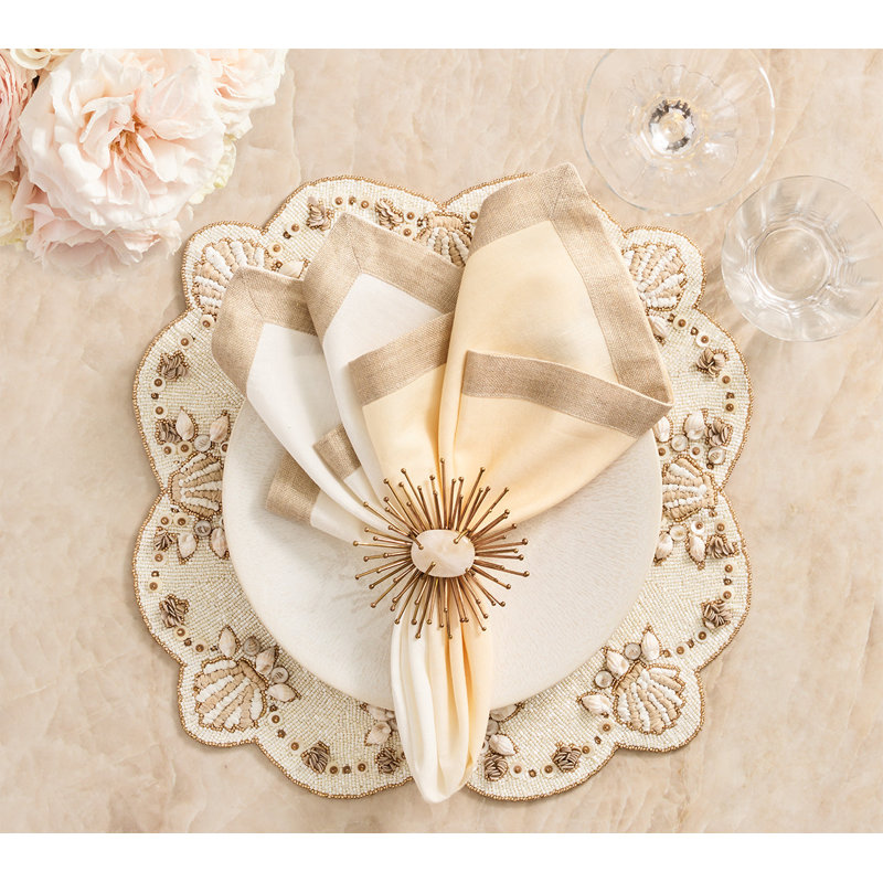 Dip Dye Linen Napkin, White/Beige