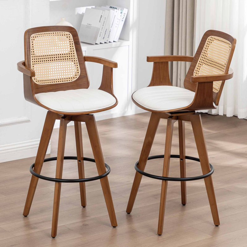 Tabouret de comptoir pivotant Clero, Tabouret de comptoir (siège d'une hauteur de 26 p, Beige