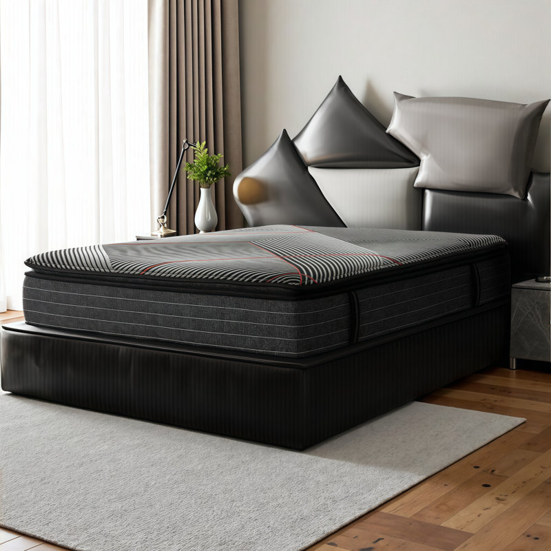Matelas hybride en gel rafraîchissant de 13 po avec ressorts ensachés et plateau-coussin - Isolation de mouvement, soutien des bords, conception respirante