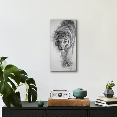 Epic Art 'Tiger Approaching Sketch' By Robert Camp " Tiger Approaching Sketch " by Robert Campbell