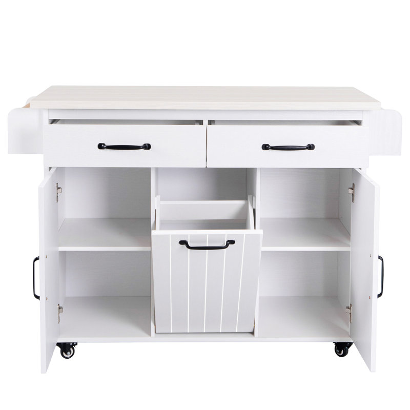 Îlot de cuisine avec armoire de rangement pour poubelle, Chêne blanc Américain
