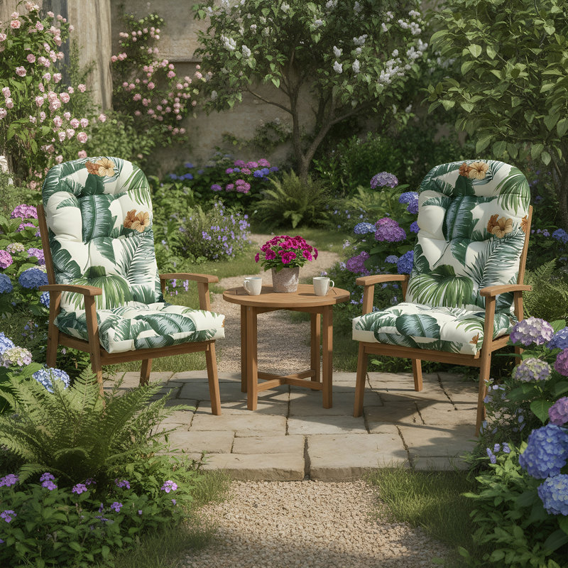 Coussins de chaise d'extérieur d'intérieur à haut dossier, coussins de patio Adirondack imperméables toutes saisons avec attaches, coussins de dossier en tissu Oxford 300D