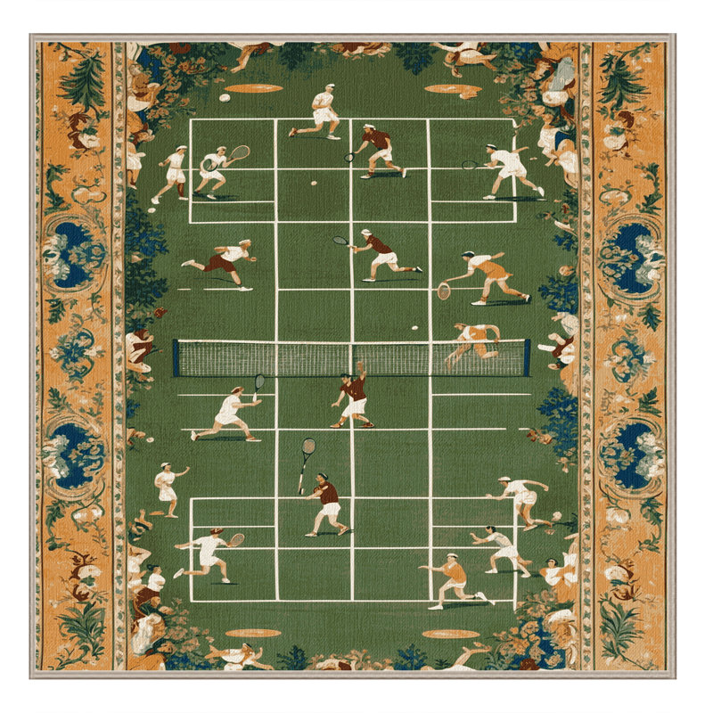 Machine Washable French Brown Area Rug, Square 6'