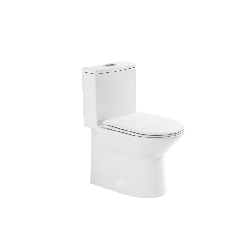Gloss White Bathroom Toilet, 17" Height, 1.1/1.6 Dual Flush, Rimless Bowl, Soft Close Seat, 12" Rough-In, Practical Design Compliant Closing White, Noise Reduction
