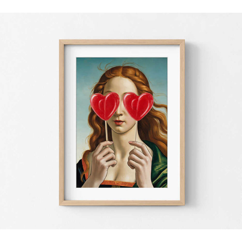 Portrait d'aquarelle «Sweet Hearts» (plusieurs tailles, options de cadre), H 36 po x l 48 po, White
