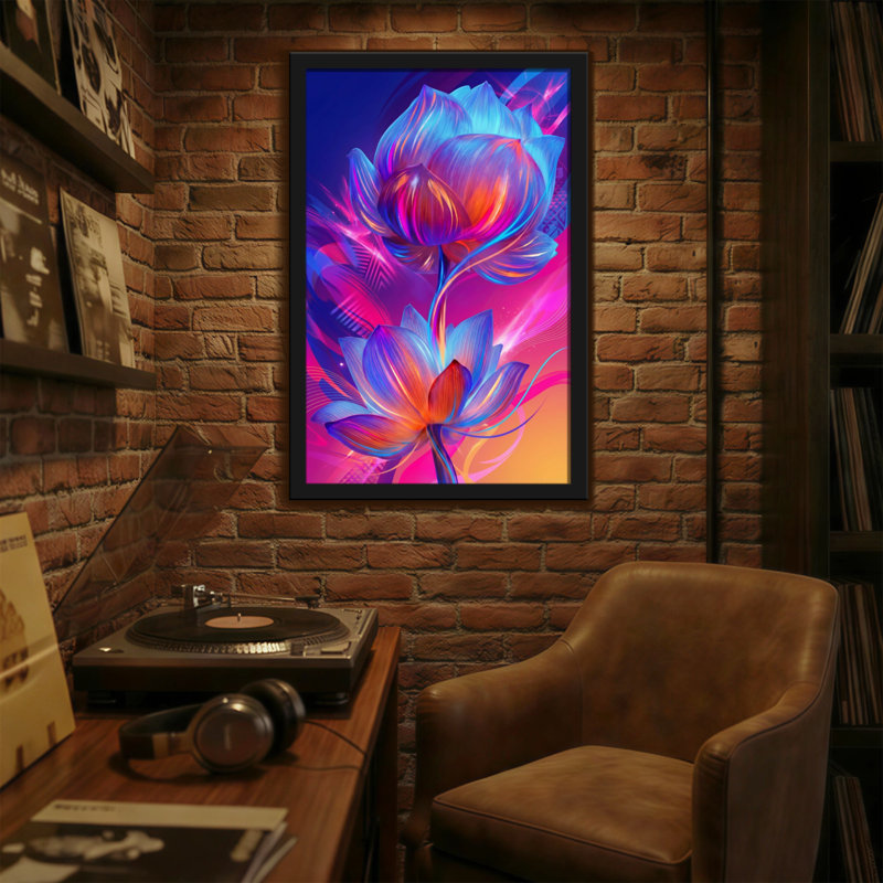 «Plants & Flowers Vibrant Floral Abstract Art Design», reproduction sur toile, H 24 po x l 36 po