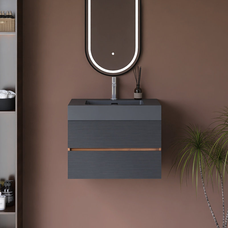 Meuble-lavabo mural avec lavabo à surface solide intégré, 30"
