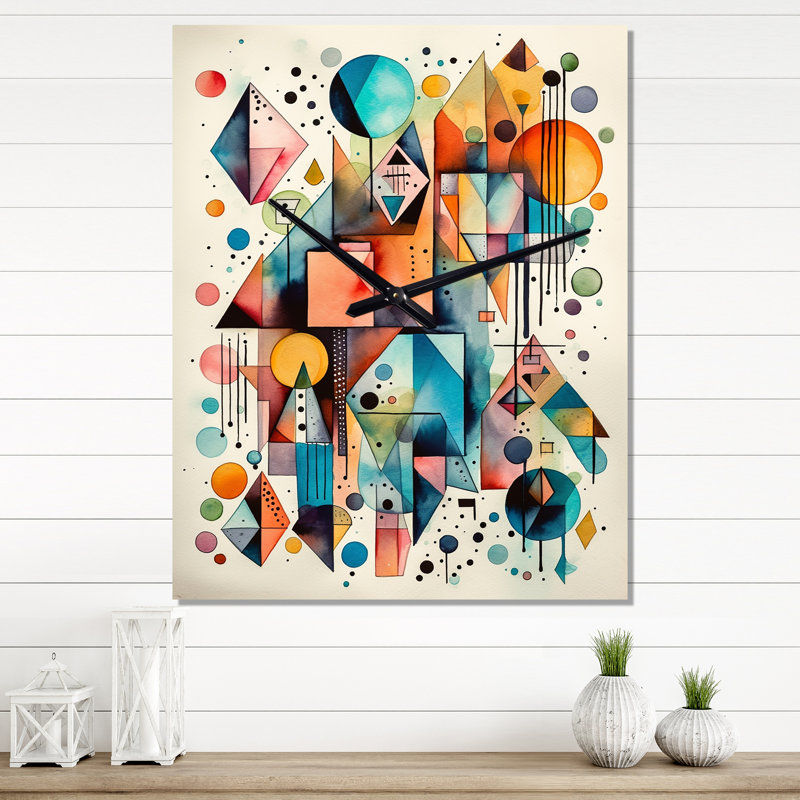 Horloge murale géométrique bleue et orange Balance I, H 40 po x l 30 po x P 1 po
