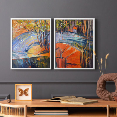 «Cadmium Winter Solstice III», reproduction encadrée de qualité supérieure - prête à être accrochée - aucun clou requis - aucun clou requis
