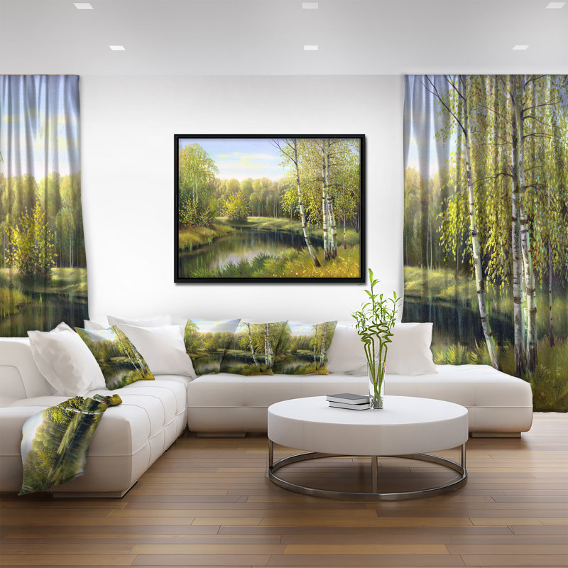 «Quiet Autumn River», reproduction d'art, H 30 po x l 40 po x P 1,5 po, Toile avec cadre flottant noir