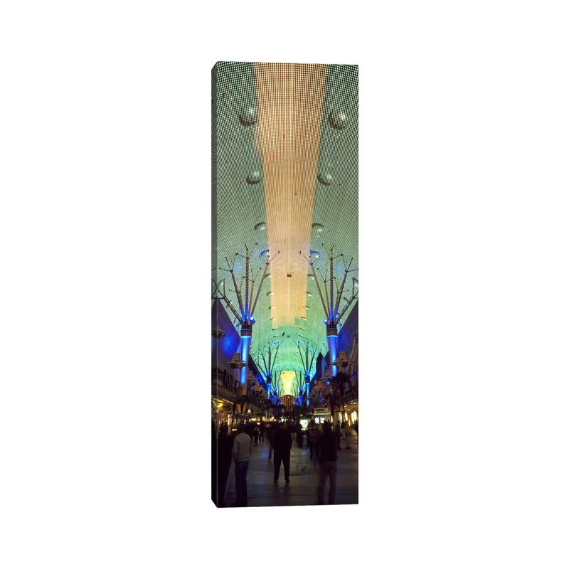 Fremont Street Las Vegas NV 1 Piece Wrapped Canvas Panoramic Wall Art, 30.48 cm H x 91.44 cm W x 3.175 cm D