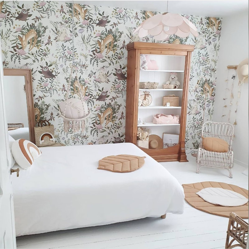 Wallpaper, Pre-Pasted, Green/Brown/Ivory