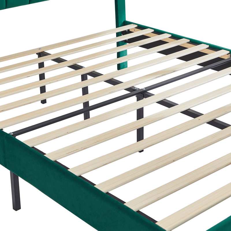 Queen size Bed with Adjustable Tufted Headboard, Platform Bed, Mattress foundation, No Box Spring Needed, Queen, Green