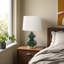 Lampe de table Hino, corps tourné en céramique 24 po, abat-jour tambour ivoire-107417428