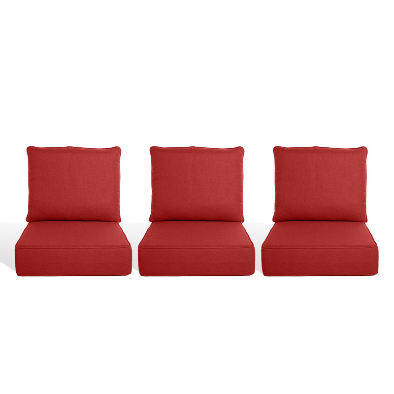6" Outdoor Cushions For Patio Furniture, 22X24x6 Thick Seat Cushion Set Of 3, Fade Resistant Couch Chair Replacement Cushions High Density Deep Wicker Chair Cushion W/Removable Cover
