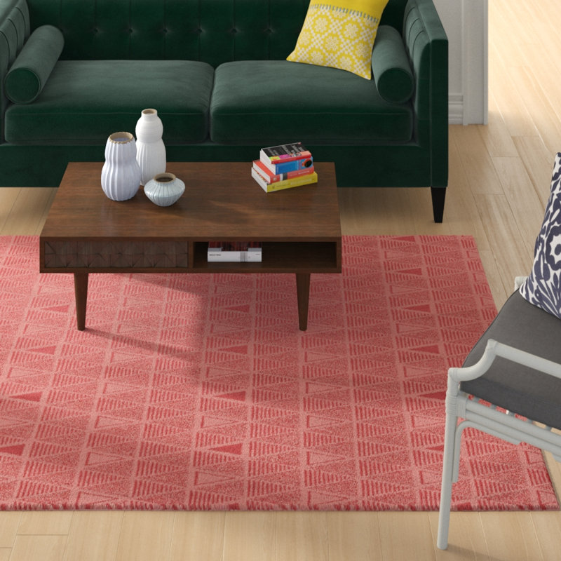 Triangles rouges Tapis décoratif, Rectangle 5 pi x 7 pi