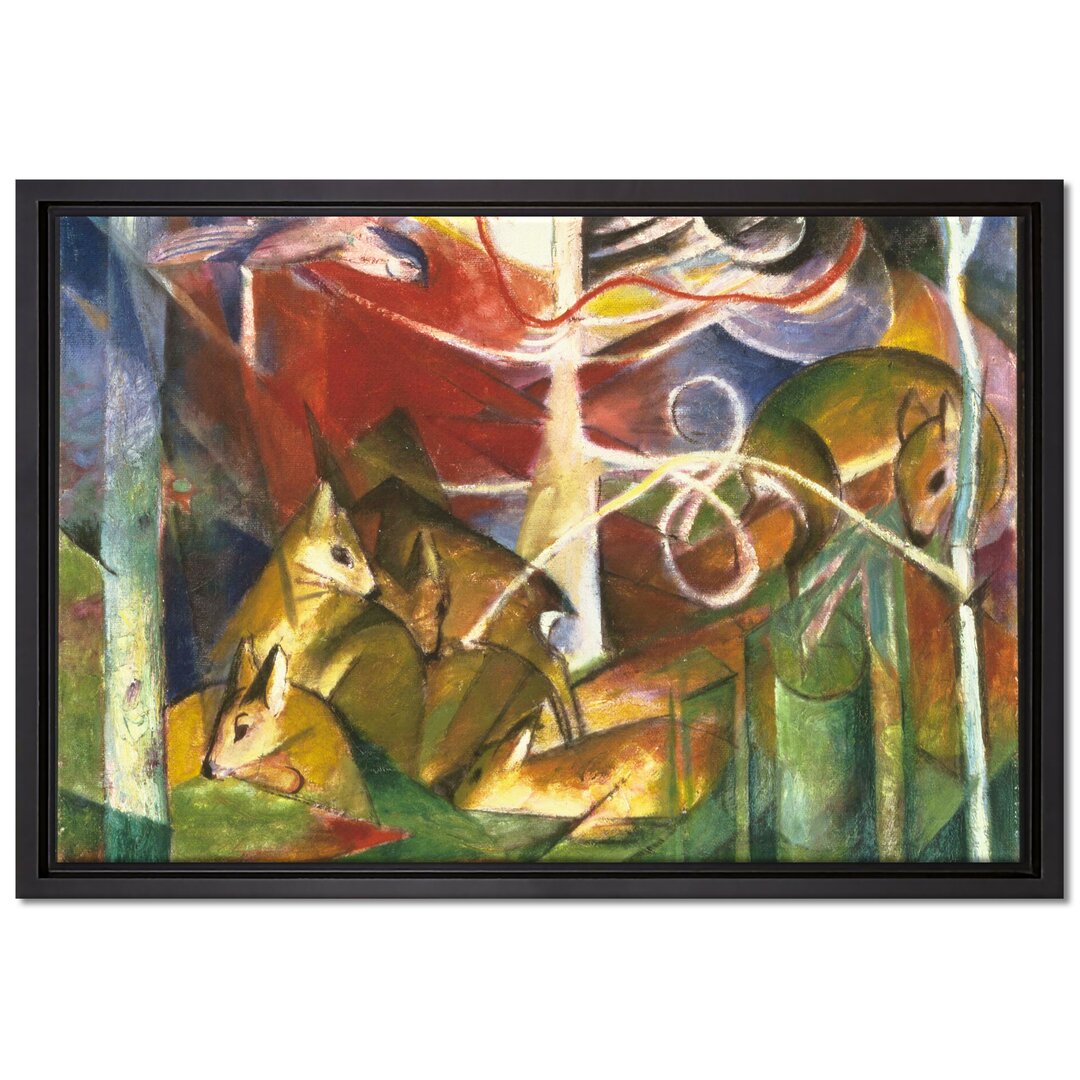 Gerahmter Kunstdruck Leinwandbild Rehe im Wald von Franz Marc