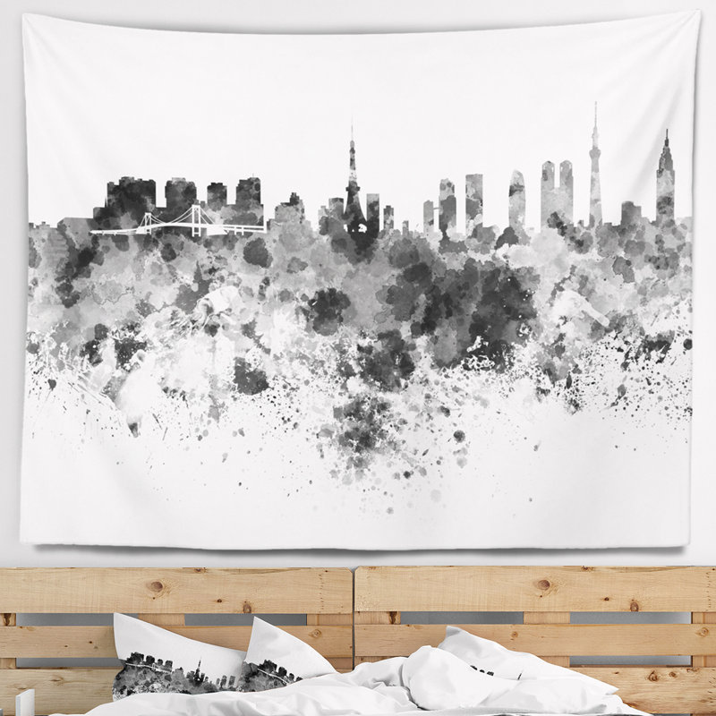 Tapisserie de tokyo skyline Cityscape, H 32 po x l 39 po