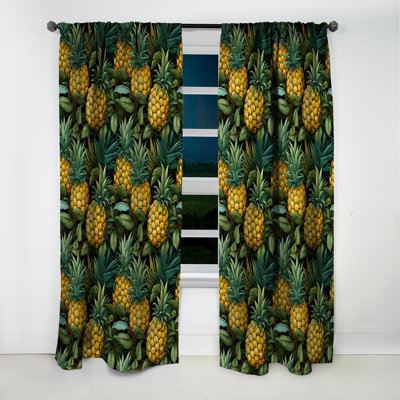 Rideau à motif floral - Rideau floral en velours - 1 panneaux Pineapple Delight