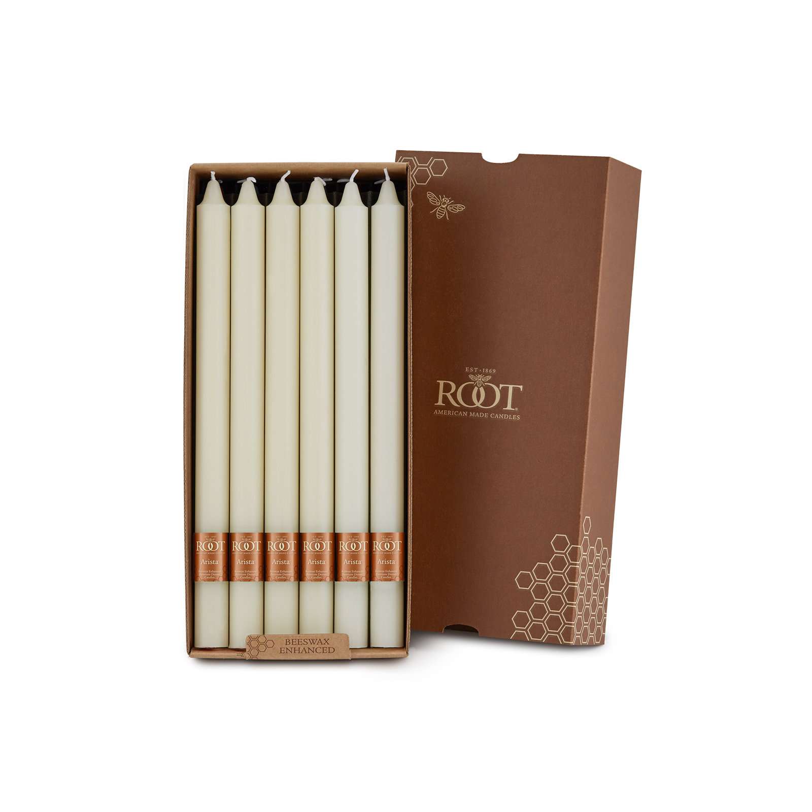 Root Candles Unscented Taper Candle, 12" H x 0.88" W x 0.88" D, Ivory