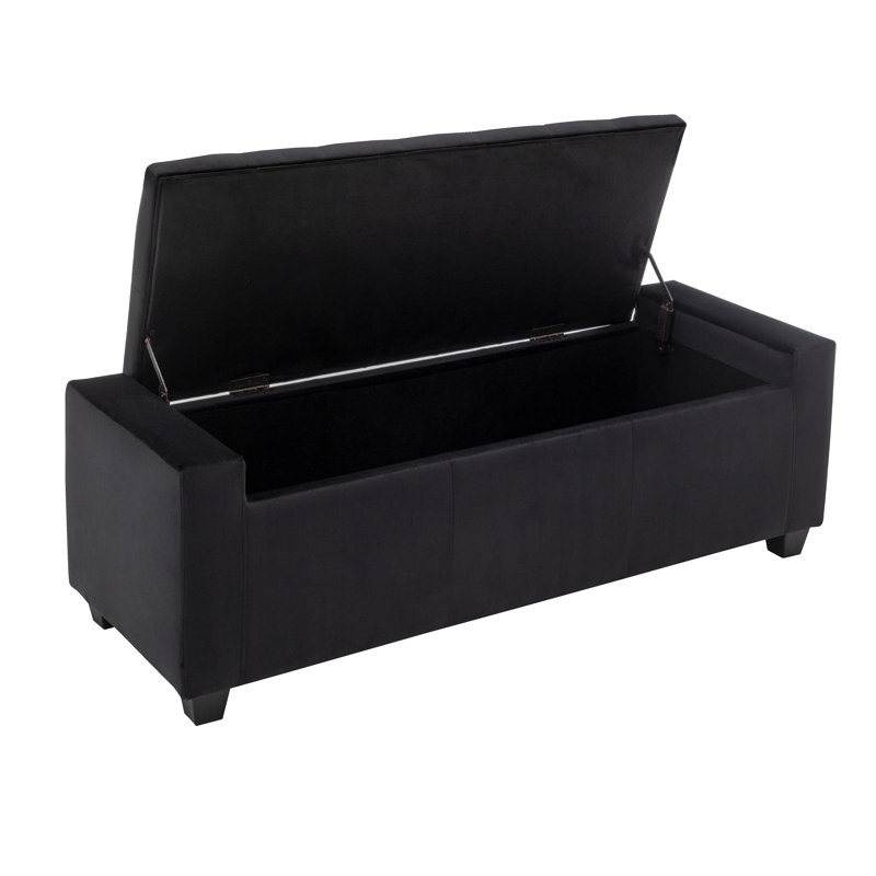 Banc de rangement rembourré en velours Muneeb, Noir