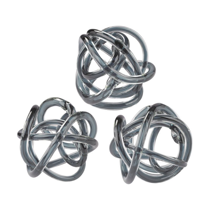 Ensemble de 3 nœuds de verre gris, Gris