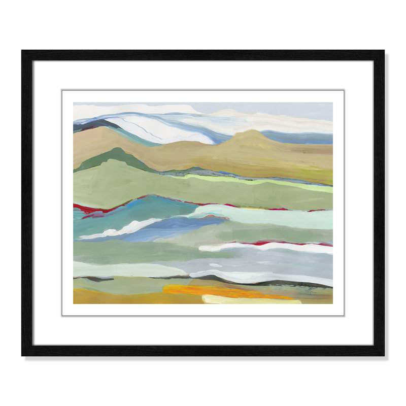 Dee Goodbye Summer on the Hills - Picture Frame Painting, Black Wood Framed, 21.5" H x 25.5" W x 0.75" D