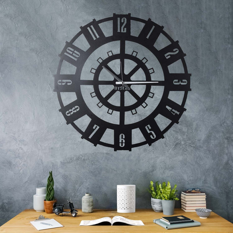 Davyeon Metal Wall Clock, 70cm H x 70cm W x 0.2cm D
