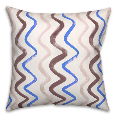 Coussin extérieur bleu et brun Squiggles