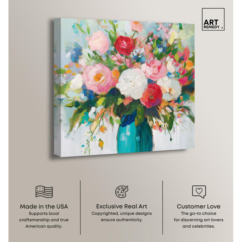 Nature's Colorful Wrapped Canvas Flower Vases Art, 20" x 20"