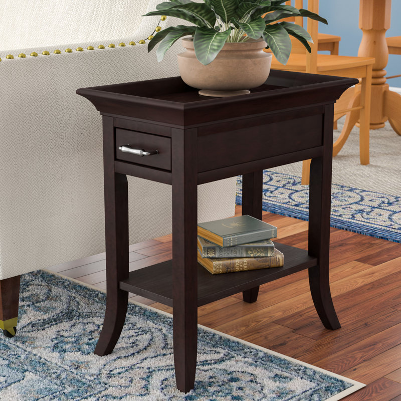 Solid + Manufactured Wood Traditional Tray Edge End Table, Chocolate Cherry