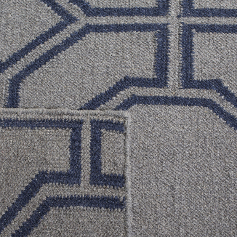 Rodgers Hand Woven Flat Weave Wool Geometric Rug, Rectangle 3' x 5'