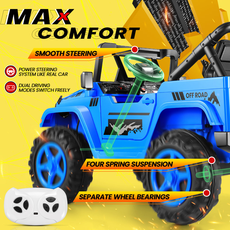 Blue 24V 4WD Kids SUV with Remote Control and Bluetooth