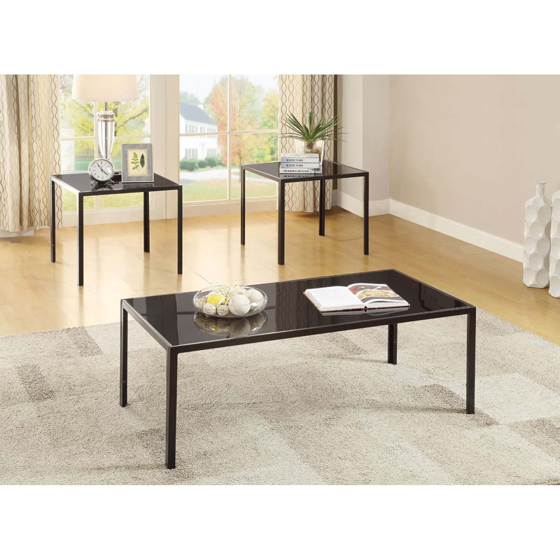 Zenita 3 - Piece Glass Top Living Room Table Set
