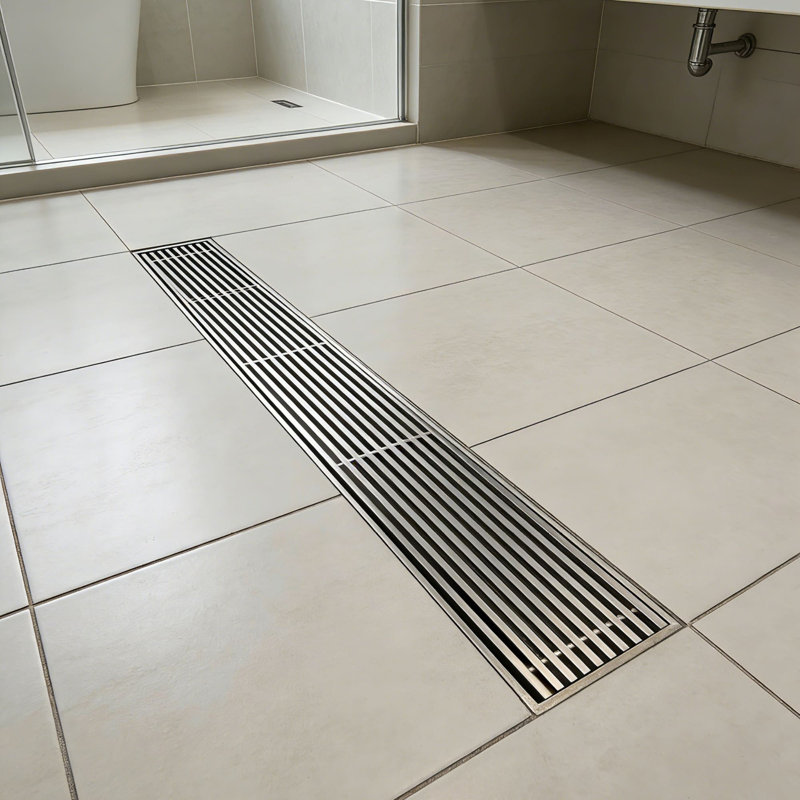 24 Inch Linear Shower Drain With Removable Wedge Wire Pattern Grate Stainless Steel Shower Floor Drain Rectangle Bathroom Drain With Hair Strainer