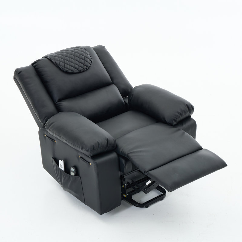 Fauteuil inclinable noir en polyuréthane chauffant et inclinable à massage pour personnes âgées, Noir
