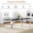 Large Dining Set, 7-Piece Modern 94" Black Tempered Glass Dining Table, 6 Velvet Chairs With Tufted Back And Nailhead Trim, Mirror Stainless Steel Legs-1570863492-1570863490-1570863489