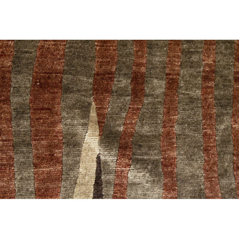 Windsom Striped Area Rug in Black/Rust/Gray