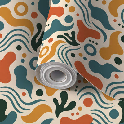 Papier de contact à peler et coller avec formes abstraites et organiques, terreux, auto-adhésif et amovible 17,7 po x 118 po (45 x 300 cm)