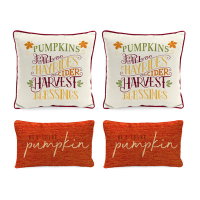 4-Piece Autumn Outdoor Throw Pillow Set for Thanksgiving and Halloween