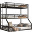 Lit superposé triple en métal noir pour lit simple au-dessus d'un lit double, peu encombrant et confortable pour les chambres d'amis-130115545