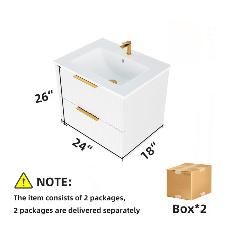 Meuble-lavabo blanc 24 po sans lavabo, Blanc, 24"
