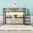Metal Loft Bed with Desk and Stairs and LED Lights-44869146-44869151