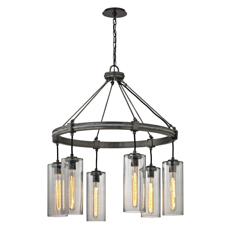 Graphite Smoke Glass 6-Light Plug-in Chandelier