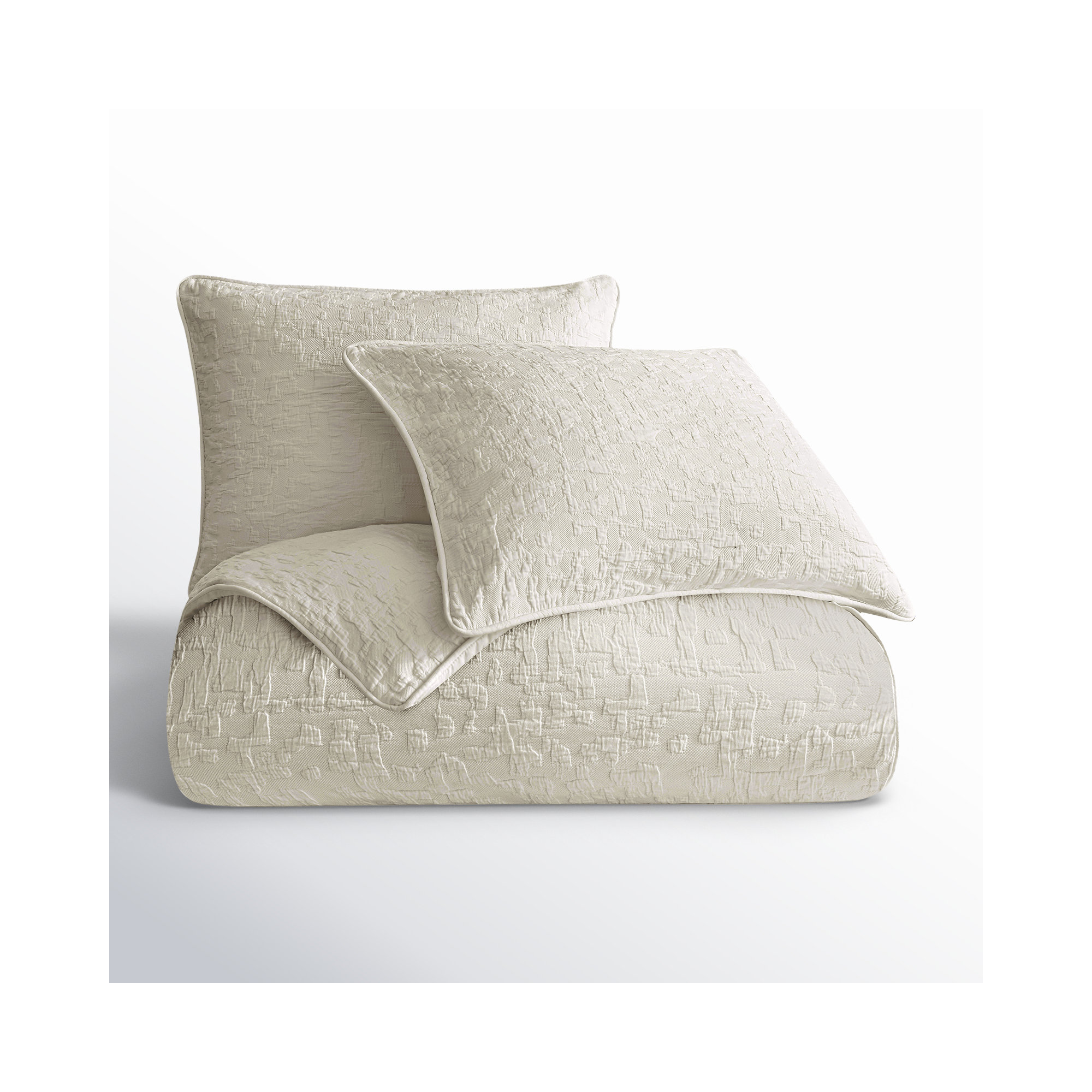 Bloomville Porto Matelassé Abstract Design Classic Chic 3 Piece Duvet Cover Set, Queen Duvet Cover + 2 Standard Shams, Taupe