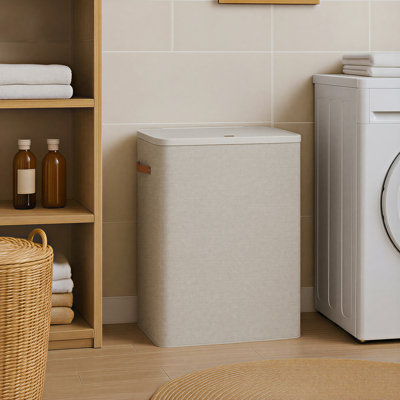 Large Laundry Hamper, 3-Compartment Basket With Removable Liners, Easy Assembly Basket For Bedroom, Handles