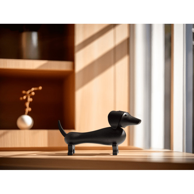 Dog Medium Dark Stained Oak, 4.30" H x 7.30" W x 4.30" D