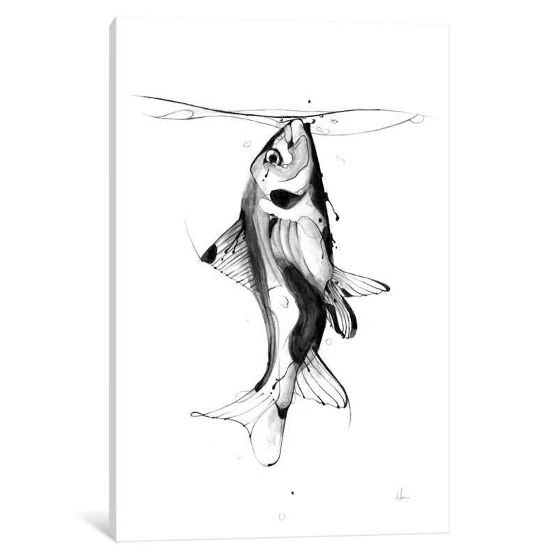 " Fish Fuel " by Alexis Marcou, 60" H x 40" W x 1.5" D, No Mat, Wrapped Canvas